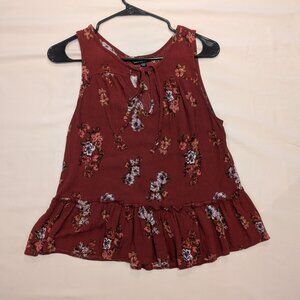 Red floral american eagle blouse medium